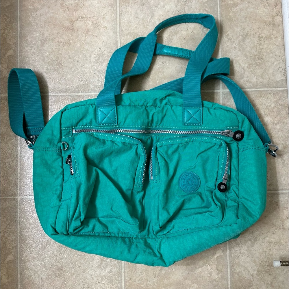 Aqua Kipling tote/duffle bag